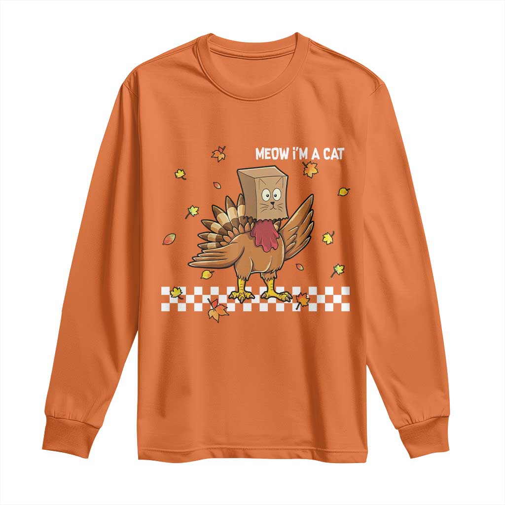 Turkey Cat Long Sleeve Shirt Funny Thanksgiving Meow TS10 Orange Print Your Wear