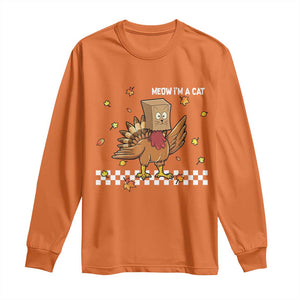 Turkey Cat Long Sleeve Shirt Funny Thanksgiving Meow TS10 Orange Print Your Wear