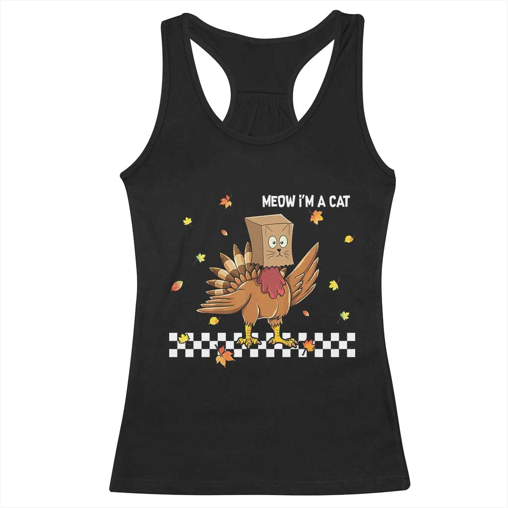 Turkey Cat Racerback Tank Top Funny Thanksgiving Meow TS10 Black Print Your Wear