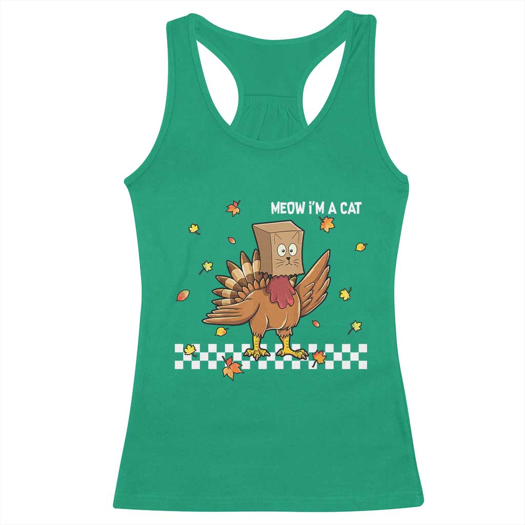 Turkey Cat Racerback Tank Top Funny Thanksgiving Meow TS10 Irish Green Print Your Wear