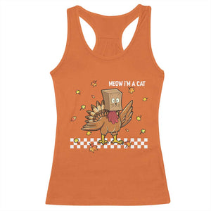Turkey Cat Racerback Tank Top Funny Thanksgiving Meow TS10 Orange Print Your Wear