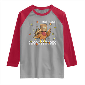 Turkey Cat Raglan Shirt Funny Thanksgiving Meow TS10 Sport Gray Red Print Your Wear