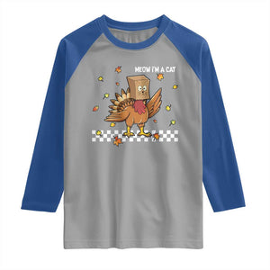 Turkey Cat Raglan Shirt Funny Thanksgiving Meow TS10 Sport Gray Royal Print Your Wear