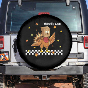 Turkey Cat Spare Tire Cover Funny Thanksgiving Meow TS10 No hole Black Print Your Wear