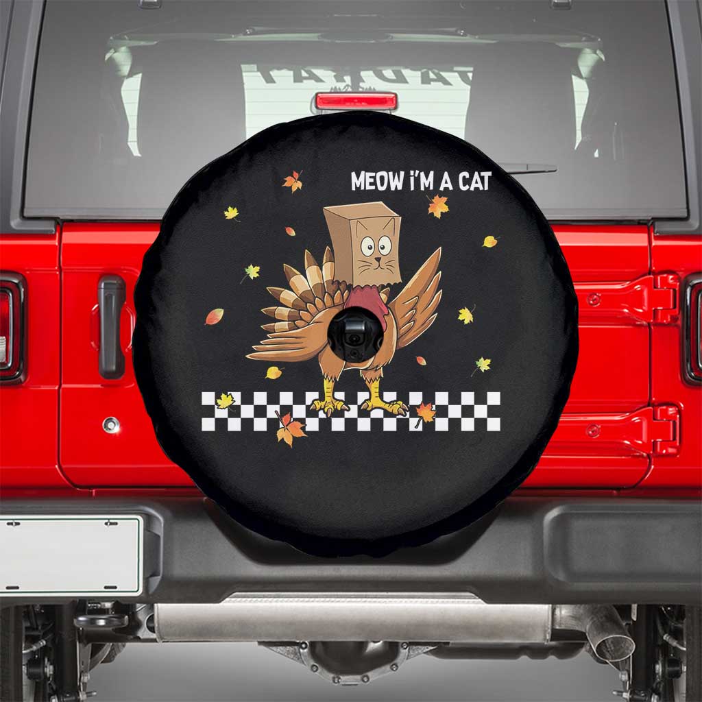 Turkey Cat Spare Tire Cover Funny Thanksgiving Meow TS10 Black Print Your Wear
