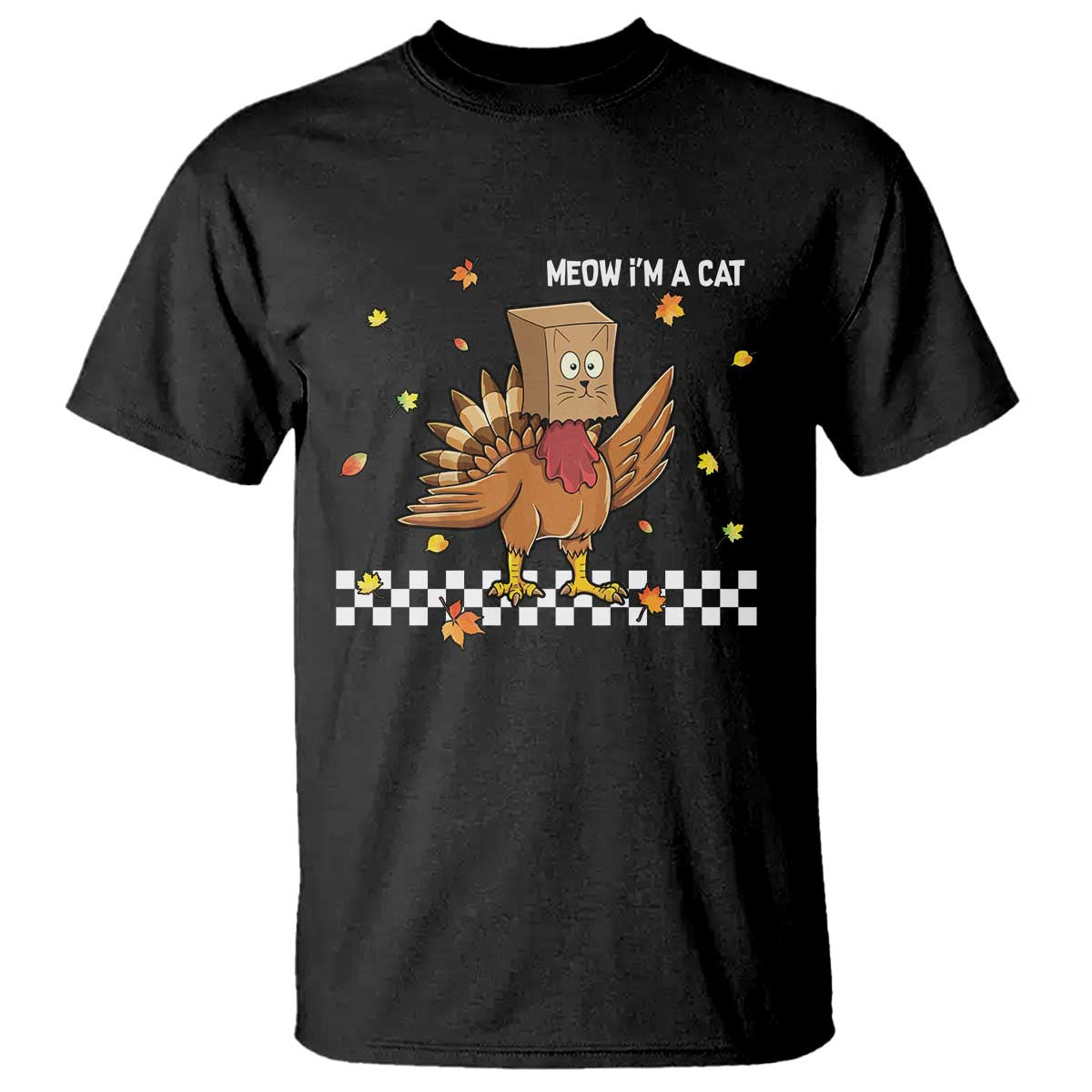 Turkey Cat T Shirt Funny Thanksgiving Meow TS10 Black Print Your Wear