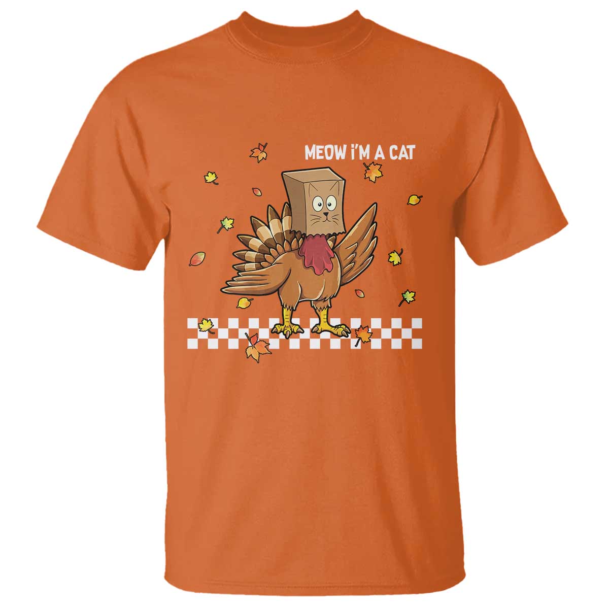 Turkey Cat T Shirt Funny Thanksgiving Meow TS10 Orange Print Your Wear
