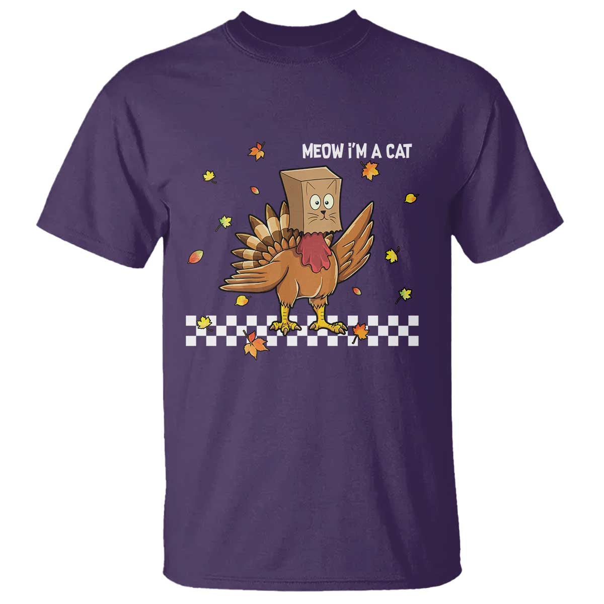 Turkey Cat T Shirt Funny Thanksgiving Meow TS10 Purple Print Your Wear