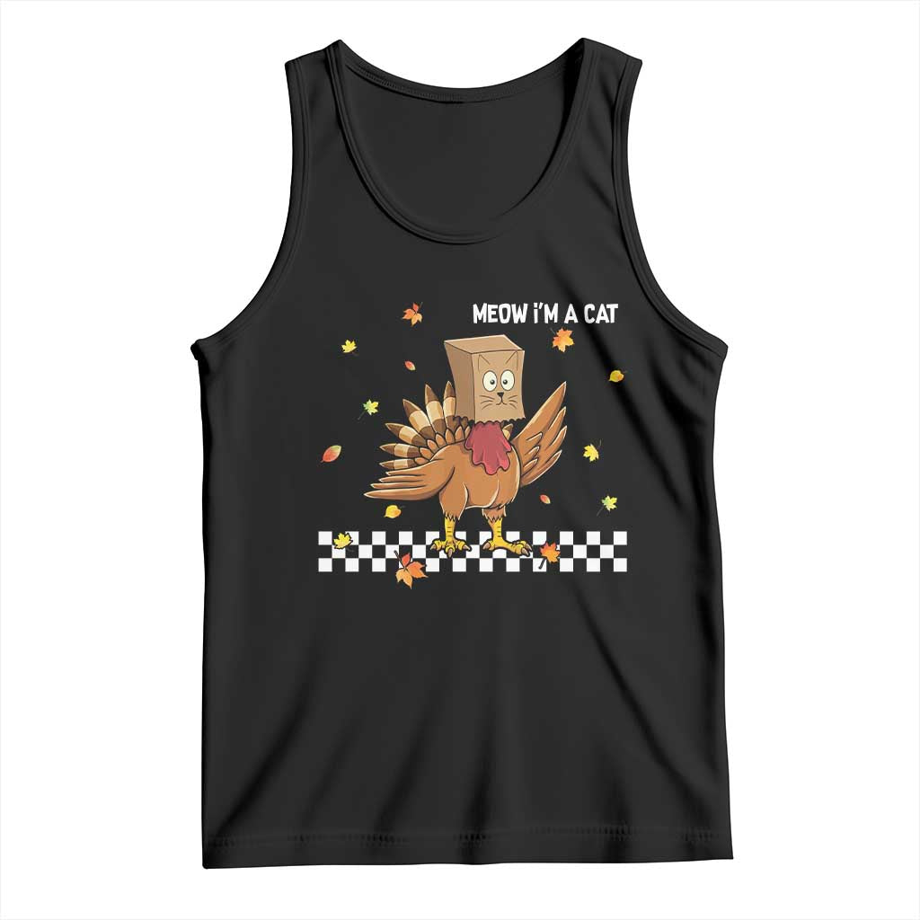 Turkey Cat Tank Top Funny Thanksgiving Meow TS10 Black Print Your Wear