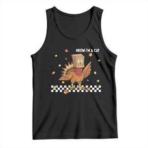 Turkey Cat Tank Top Funny Thanksgiving Meow TS10 Black Print Your Wear