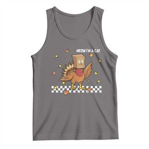 Turkey Cat Tank Top Funny Thanksgiving Meow TS10 Deep Heather Print Your Wear
