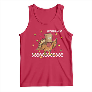 Turkey Cat Tank Top Funny Thanksgiving Meow TS10 Red Print Your Wear