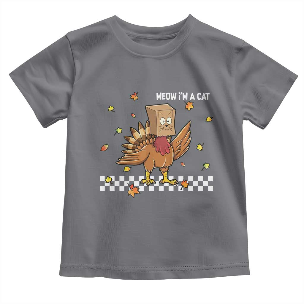 Turkey Cat Toddler T Shirt Funny Thanksgiving Meow TS10 Charcoal Print Your Wear