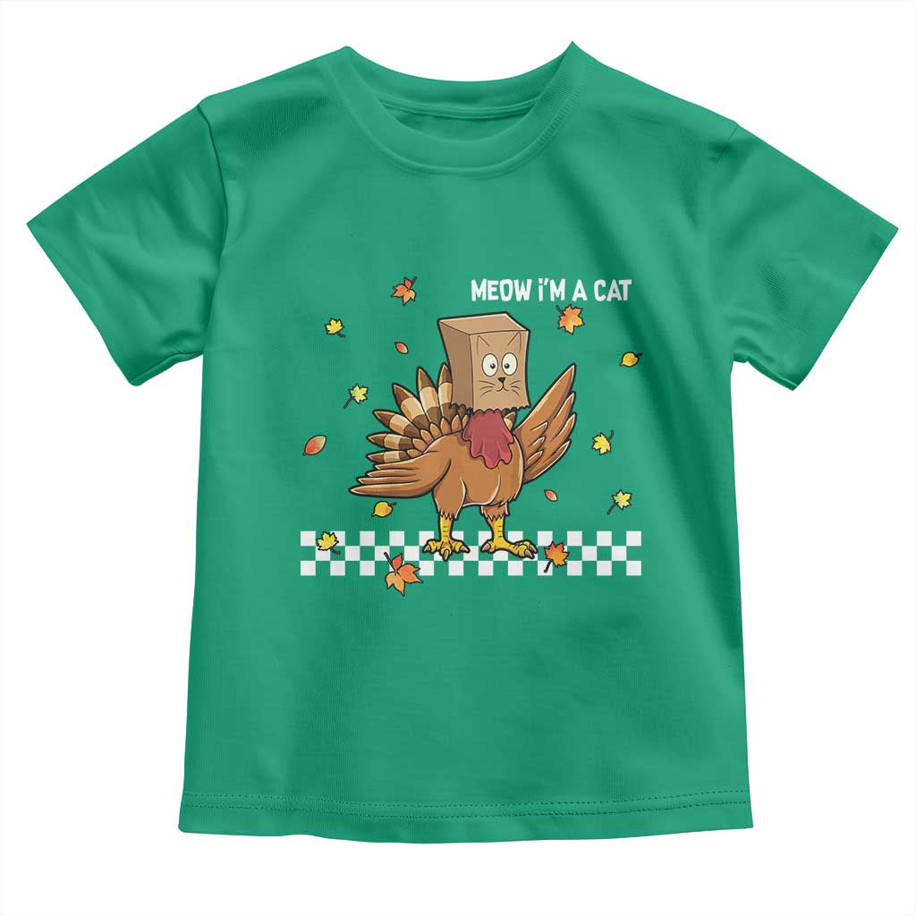Turkey Cat Toddler T Shirt Funny Thanksgiving Meow TS10 Irish Green Print Your Wear