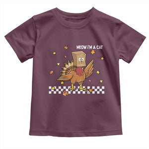 Turkey Cat Toddler T Shirt Funny Thanksgiving Meow TS10 Maroon Print Your Wear