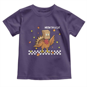 Turkey Cat Toddler T Shirt Funny Thanksgiving Meow TS10 Purple Print Your Wear
