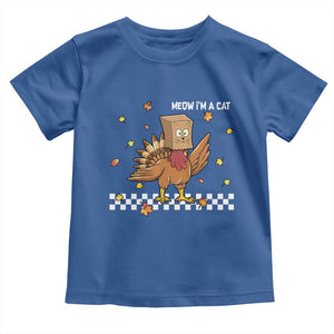 Turkey Cat Toddler T Shirt Funny Thanksgiving Meow TS10 Royal Blue Print Your Wear