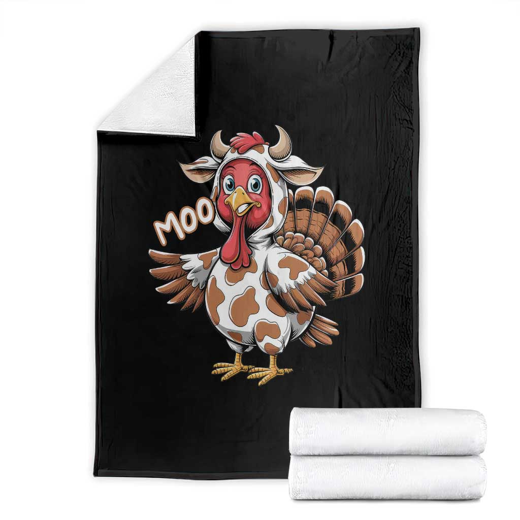 Funny Thanksgiving Throw Blanket Turkey Moo Cow Lovers TS10 Black Print Your Wear