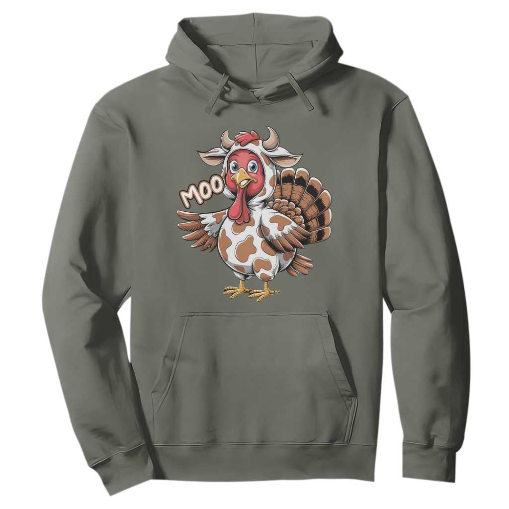 Funny Thanksgiving Hoodie Turkey Moo Cow Lovers TS10 Military Green Print Your Wear
