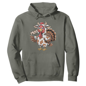 Funny Thanksgiving Hoodie Turkey Moo Cow Lovers TS10 Military Green Print Your Wear