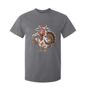 Funny Thanksgiving T Shirt For Kid Turkey Moo Cow Lovers TS10 Charcoal Print Your Wear