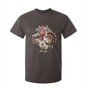 Funny Thanksgiving T Shirt For Kid Turkey Moo Cow Lovers TS10 Dark Chocolate Print Your Wear