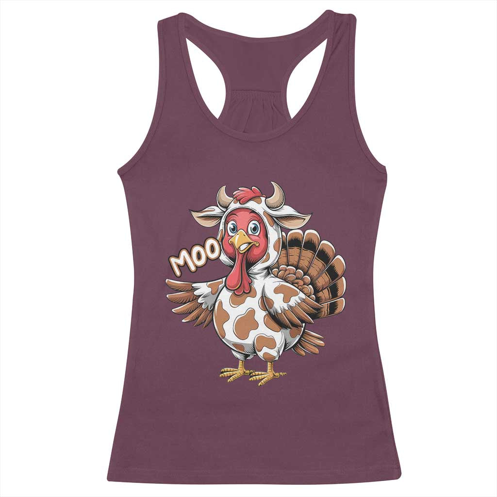 Funny Thanksgiving Racerback Tank Top Turkey Moo Cow Lovers TS10 Maroon Print Your Wear