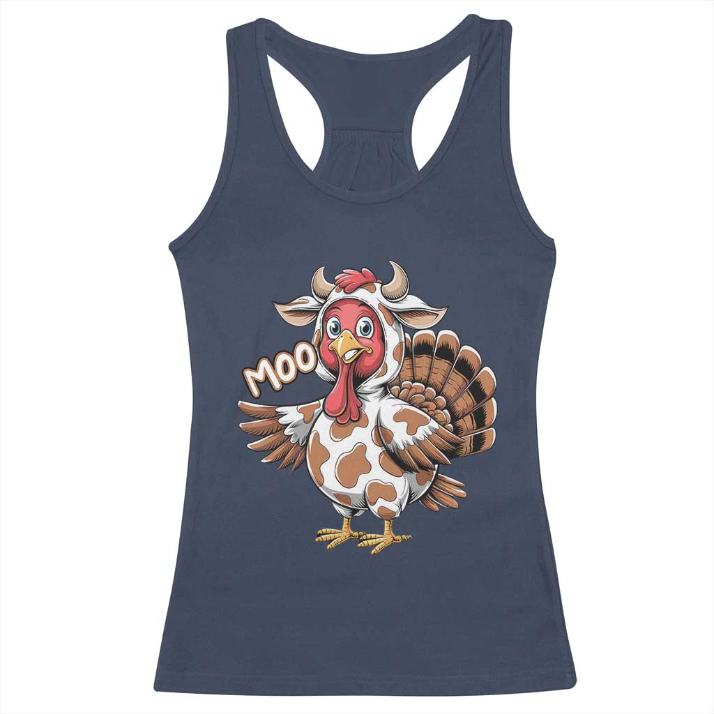 Funny Thanksgiving Racerback Tank Top Turkey Moo Cow Lovers TS10 Navy Print Your Wear