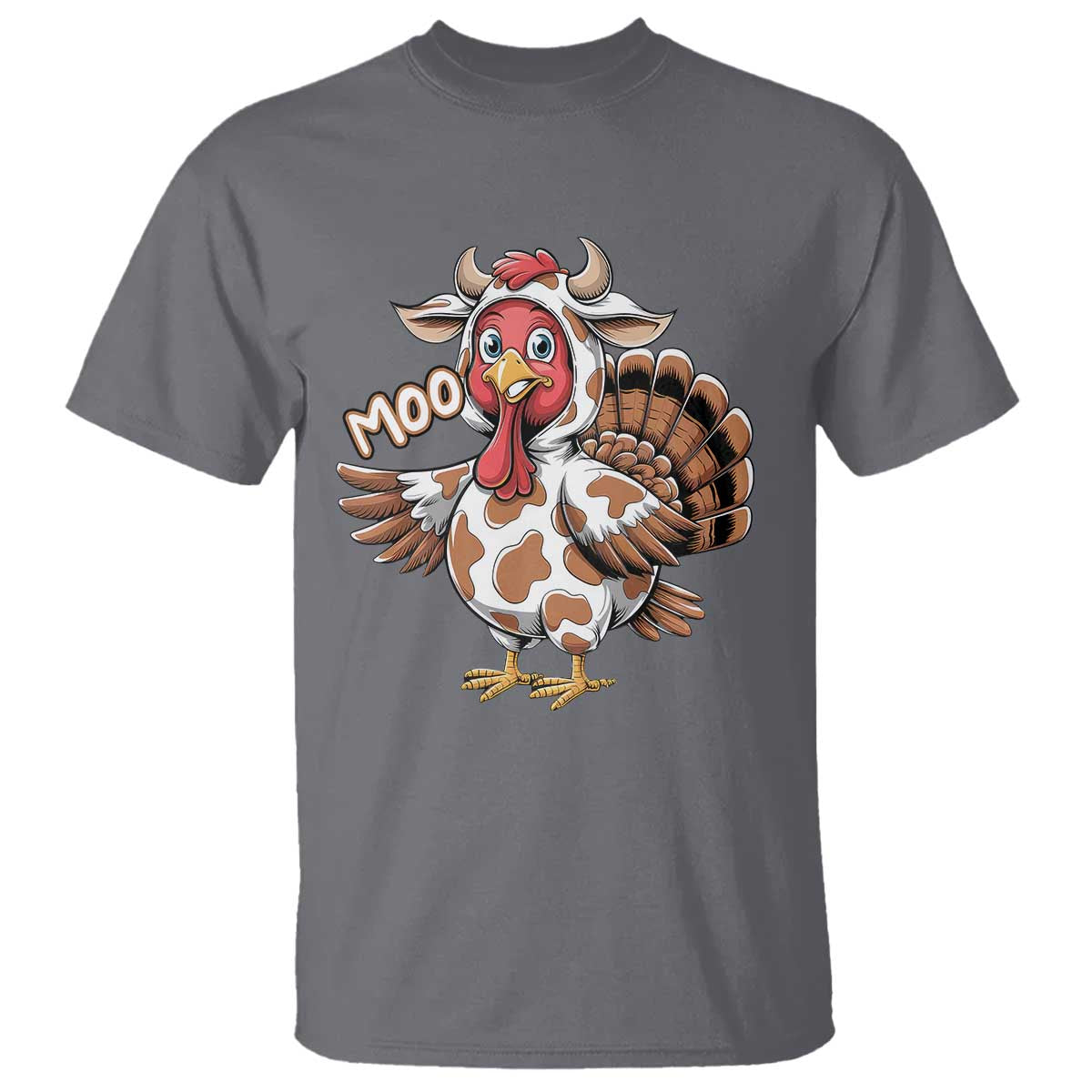 Funny Thanksgiving T Shirt Turkey Moo Cow Lovers TS10 Charcoal Print Your Wear