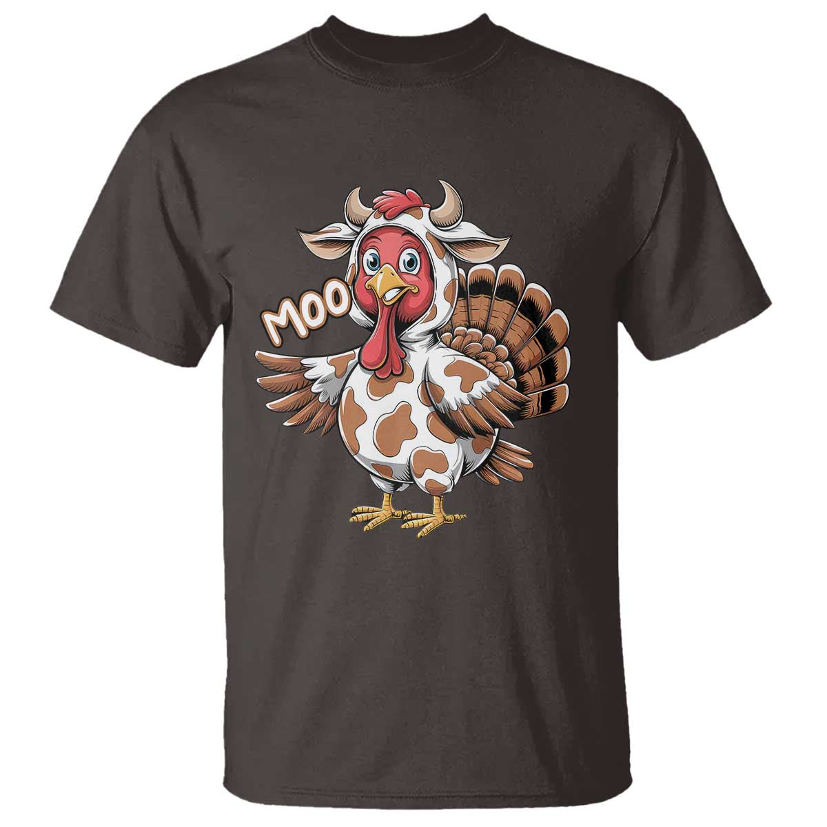 Funny Thanksgiving T Shirt Turkey Moo Cow Lovers TS10 Dark Chocolate Print Your Wear