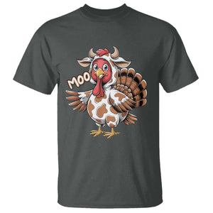 Funny Thanksgiving T Shirt Turkey Moo Cow Lovers TS10 Dark Heather Print Your Wear