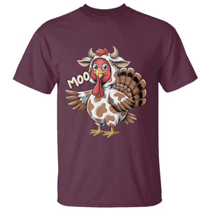 Funny Thanksgiving T Shirt Turkey Moo Cow Lovers TS10 Maroon Print Your Wear
