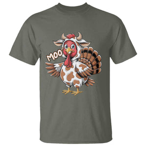 Funny Thanksgiving T Shirt Turkey Moo Cow Lovers TS10 Military Green Print Your Wear