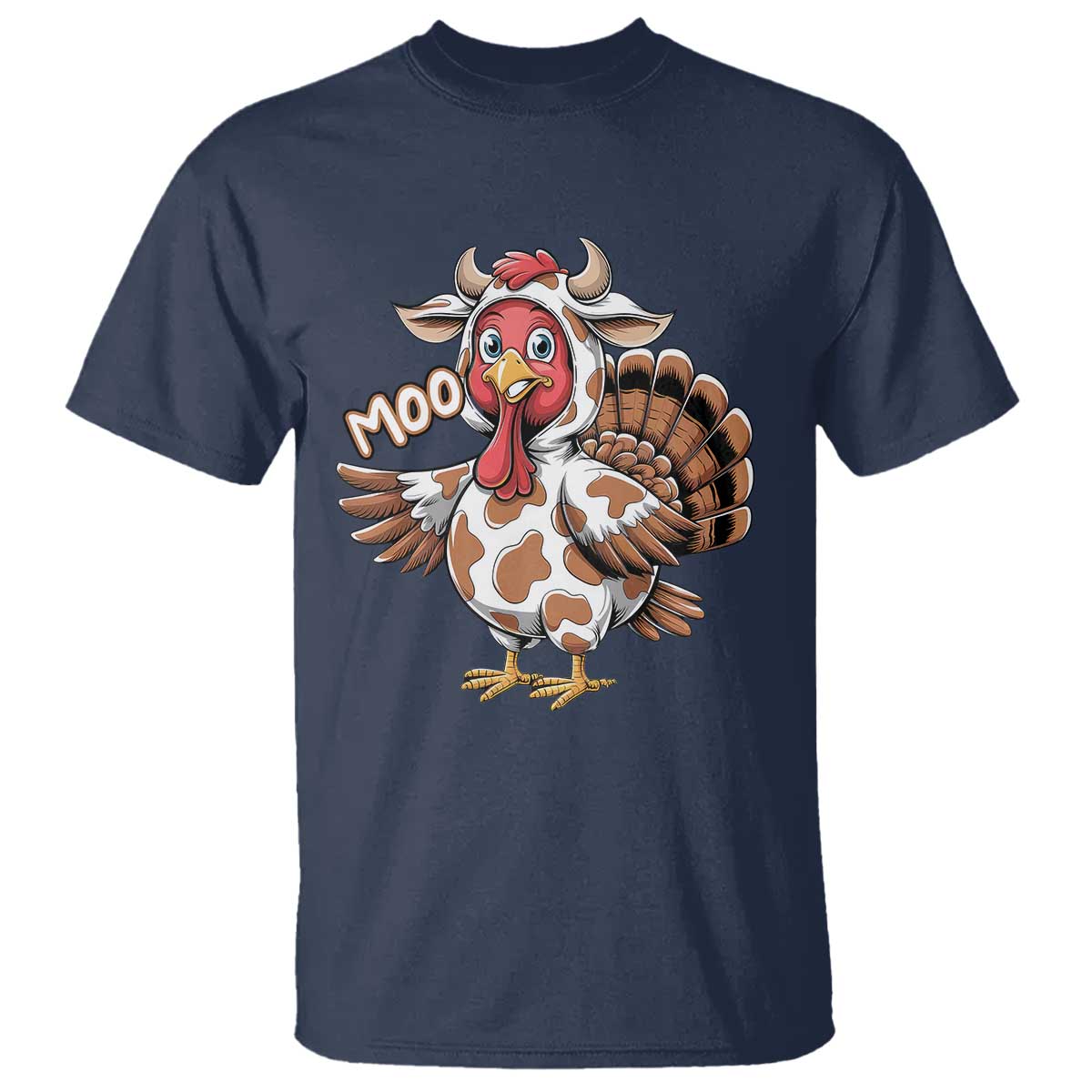 Funny Thanksgiving T Shirt Turkey Moo Cow Lovers TS10 Navy Print Your Wear