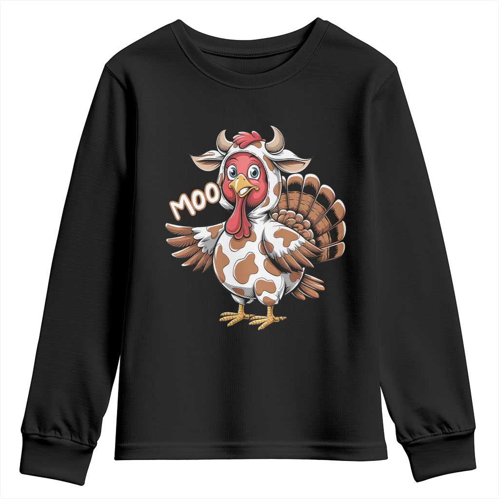 Funny Thanksgiving Youth Sweatshirt Turkey Moo Cow Lovers TS10 Black Print Your Wear