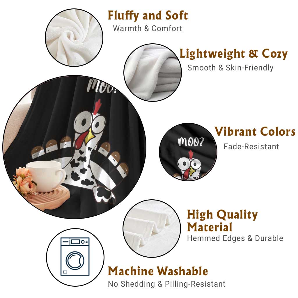 Funny Thanksgiving Throw Blanket Turkey Moo Cow Farmer Gift TS10 Print Your Wear