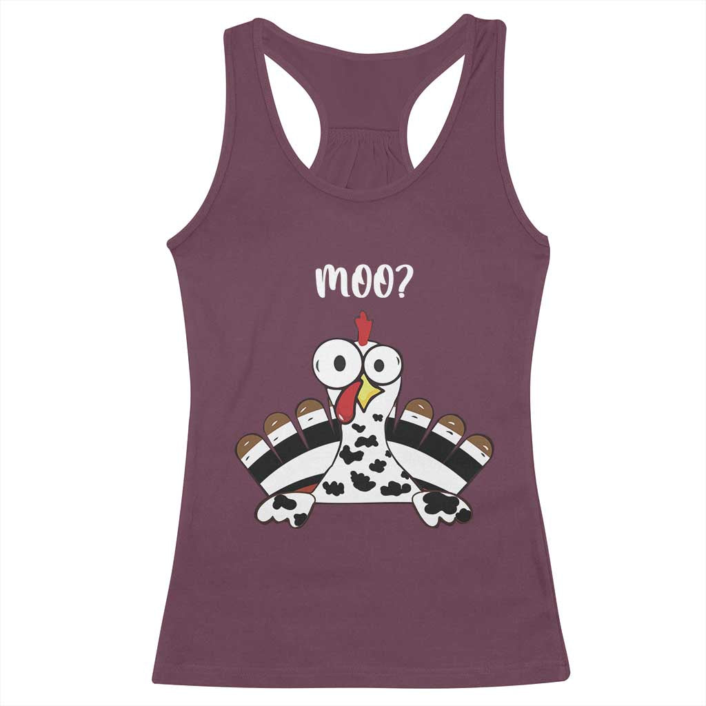 Funny Thanksgiving Racerback Tank Top Turkey Moo Cow Farmer Gift TS10 Maroon Print Your Wear