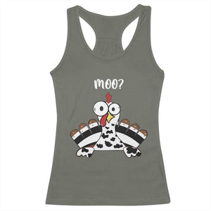Funny Thanksgiving Racerback Tank Top Turkey Moo Cow Farmer Gift TS10 Military Green Print Your Wear
