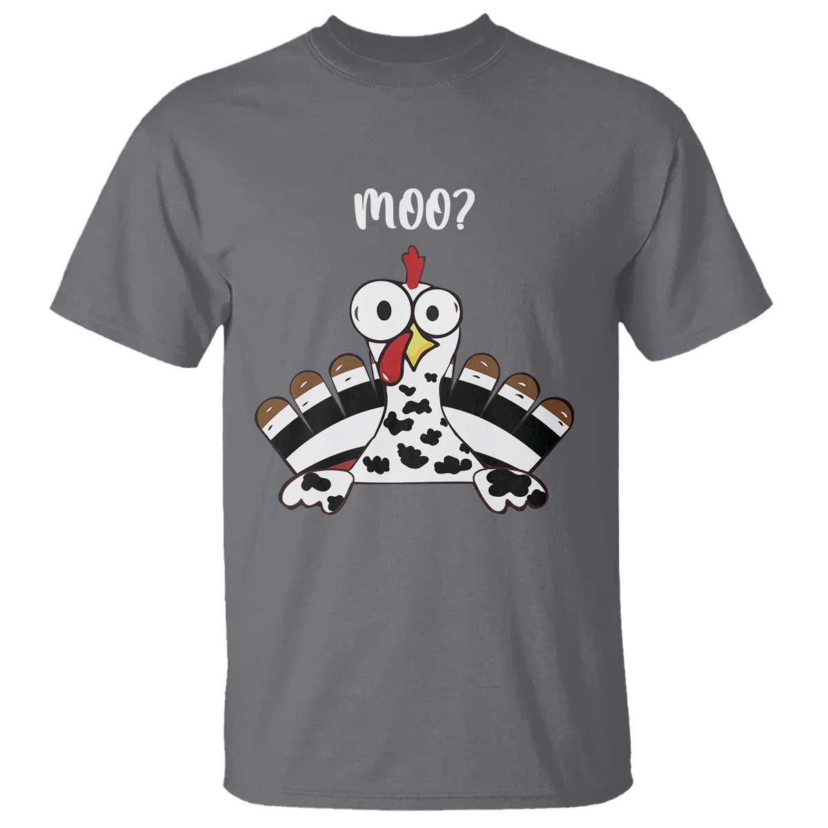 Funny Thanksgiving T Shirt Turkey Moo Cow Farmer Gift TS10 Charcoal Print Your Wear