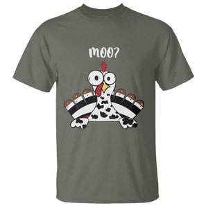 Funny Thanksgiving T Shirt Turkey Moo Cow Farmer Gift TS10 Military Green Print Your Wear