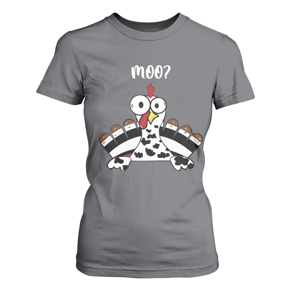 Funny Thanksgiving T Shirt For Women Turkey Moo Cow Farmer Gift TS10 Charcoal Print Your Wear