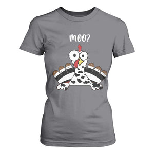 Funny Thanksgiving T Shirt For Women Turkey Moo Cow Farmer Gift TS10 Charcoal Print Your Wear