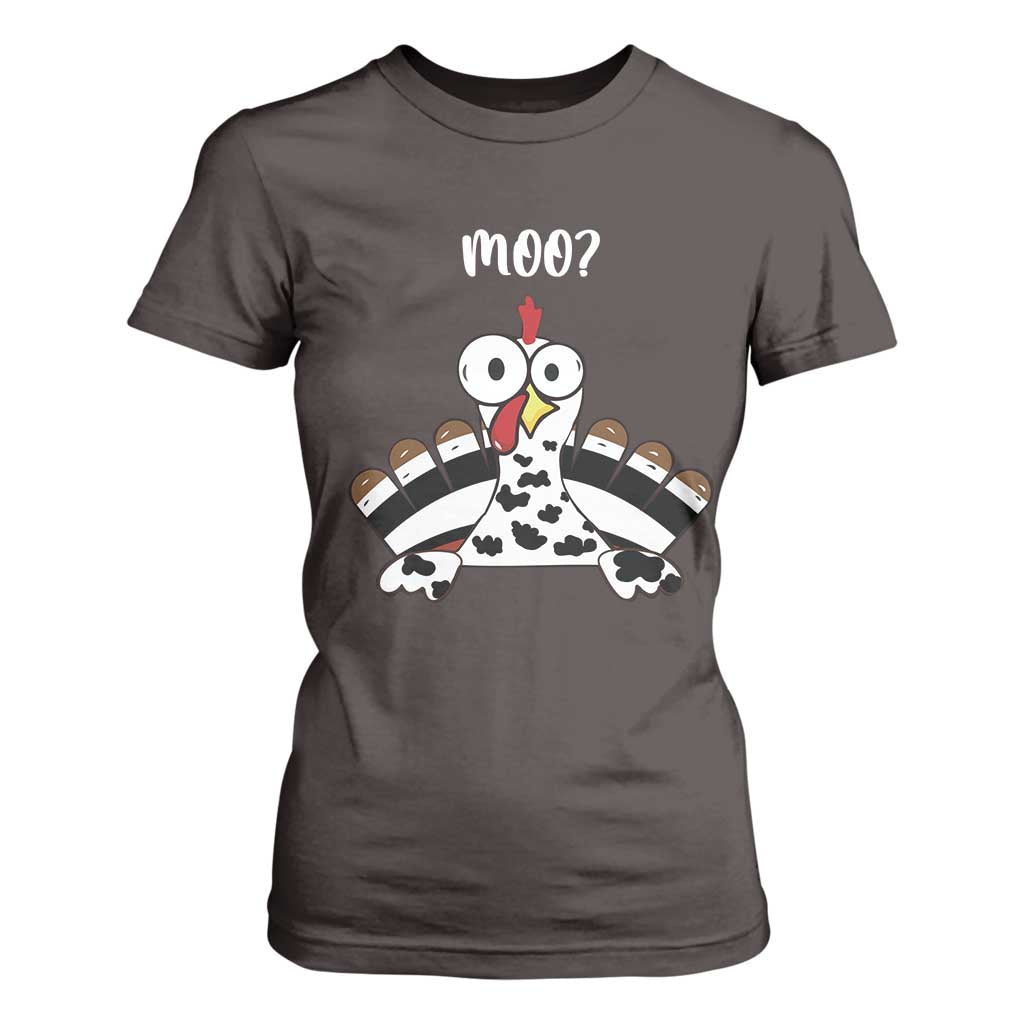 Funny Thanksgiving T Shirt For Women Turkey Moo Cow Farmer Gift TS10 Dark Chocolate Print Your Wear