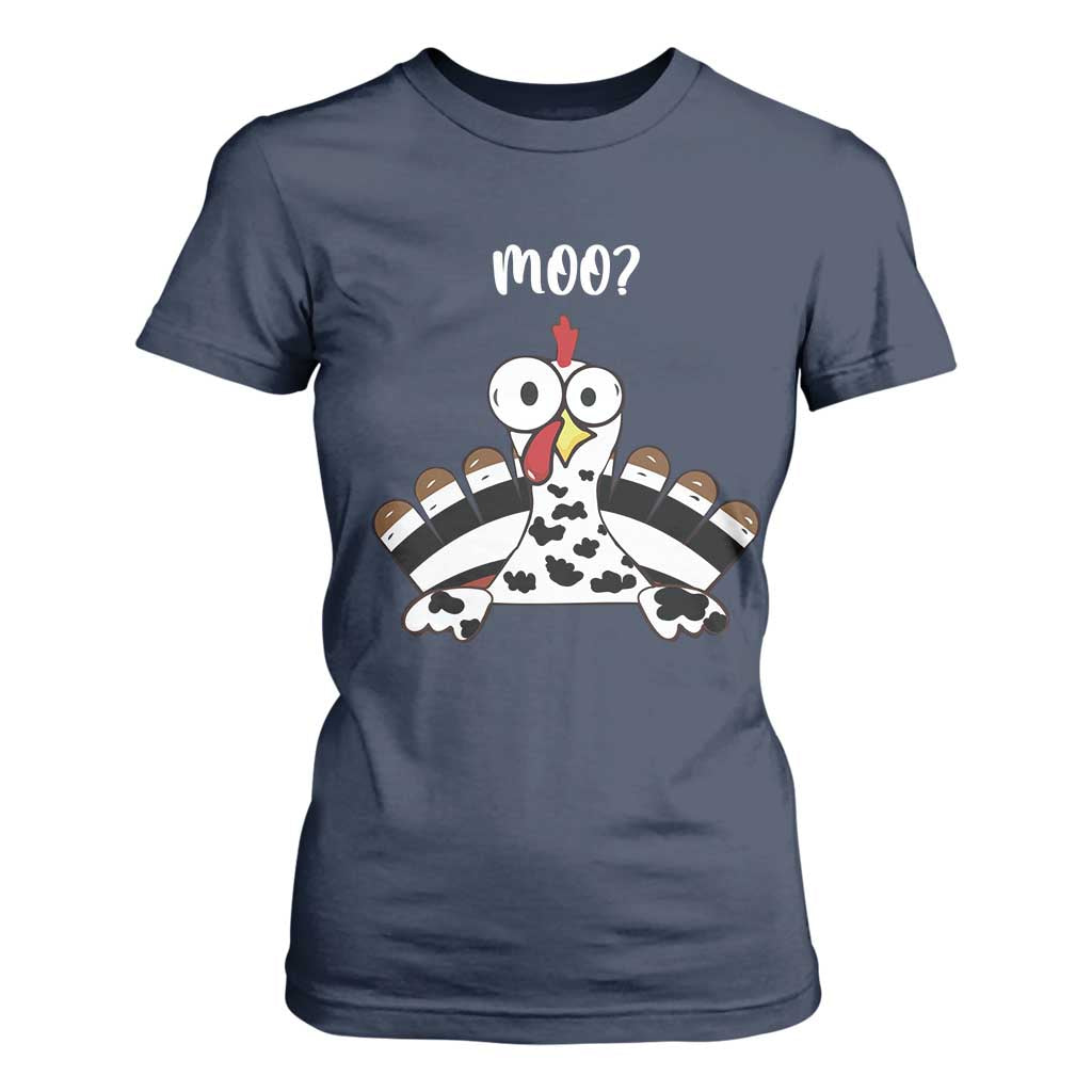 Funny Thanksgiving T Shirt For Women Turkey Moo Cow Farmer Gift TS10 Navy Print Your Wear