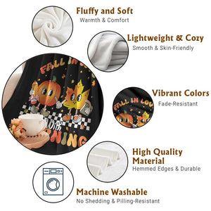 Autumn Teacher Throw Blanket Retro Fall In Love With Learning Thanksgiving Pumpkin TS10 Print Your Wear