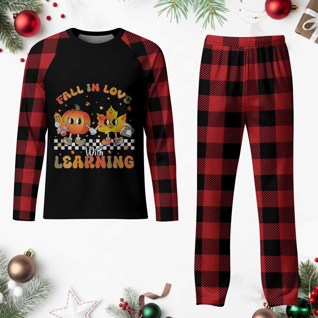 Autumn Teacher Plaid Pajama Set Retro Fall In Love With Learning Thanksgiving Pumpkin TS10 Buffalo Plaid Print Your Wear