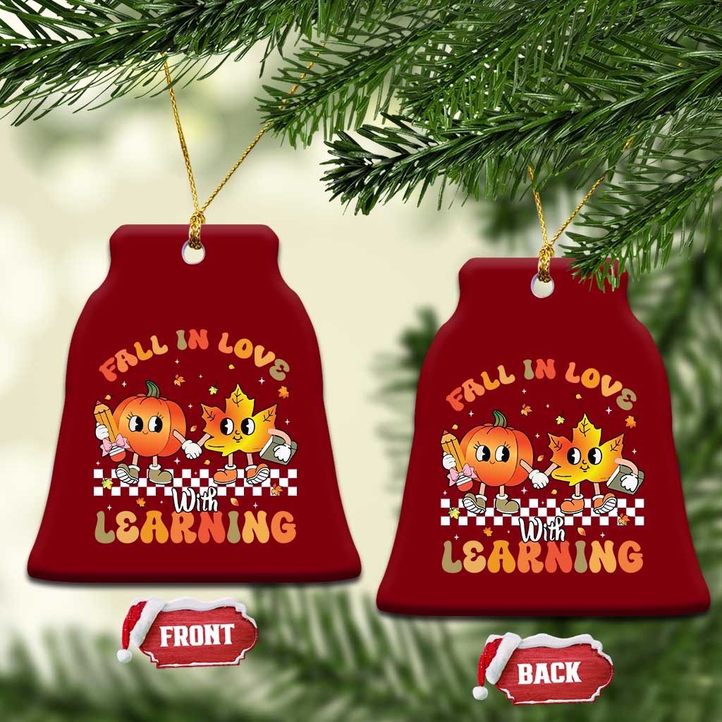 Autumn Teacher Ceramic Ornament Retro Fall In Love With Learning Thanksgiving Pumpkin TS10 Print Your Wear