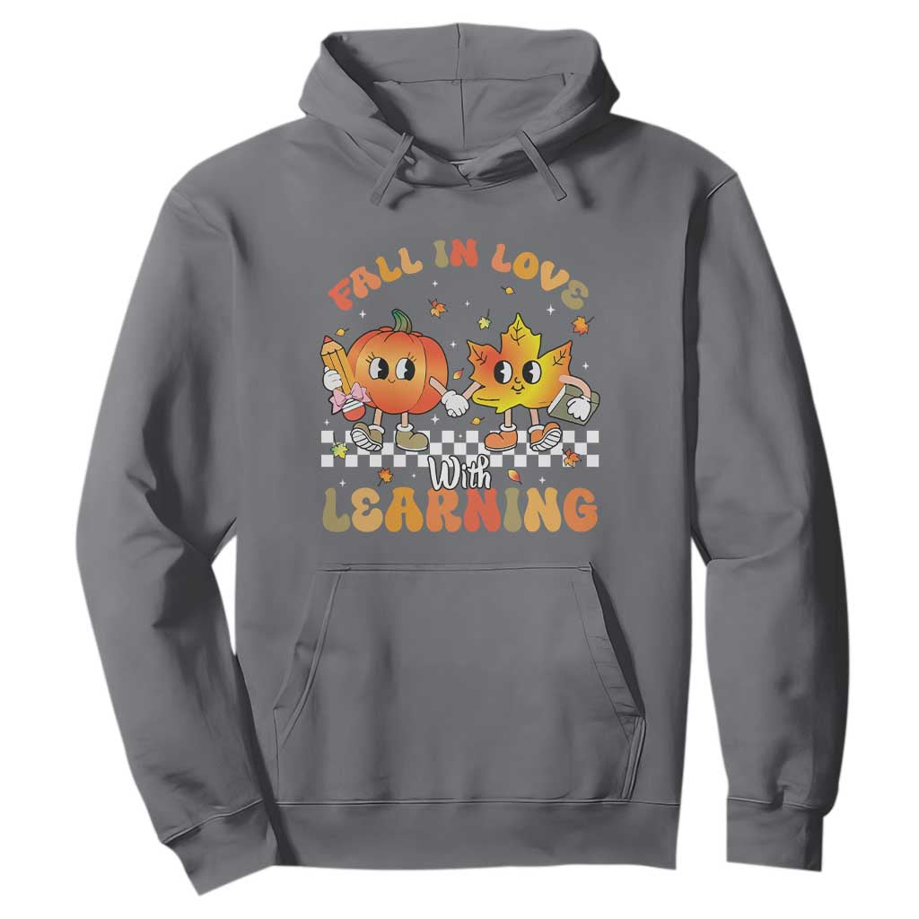 Autumn Teacher Hoodie Retro Fall In Love With Learning Thanksgiving Pumpkin TS10 Charcoal Print Your Wear