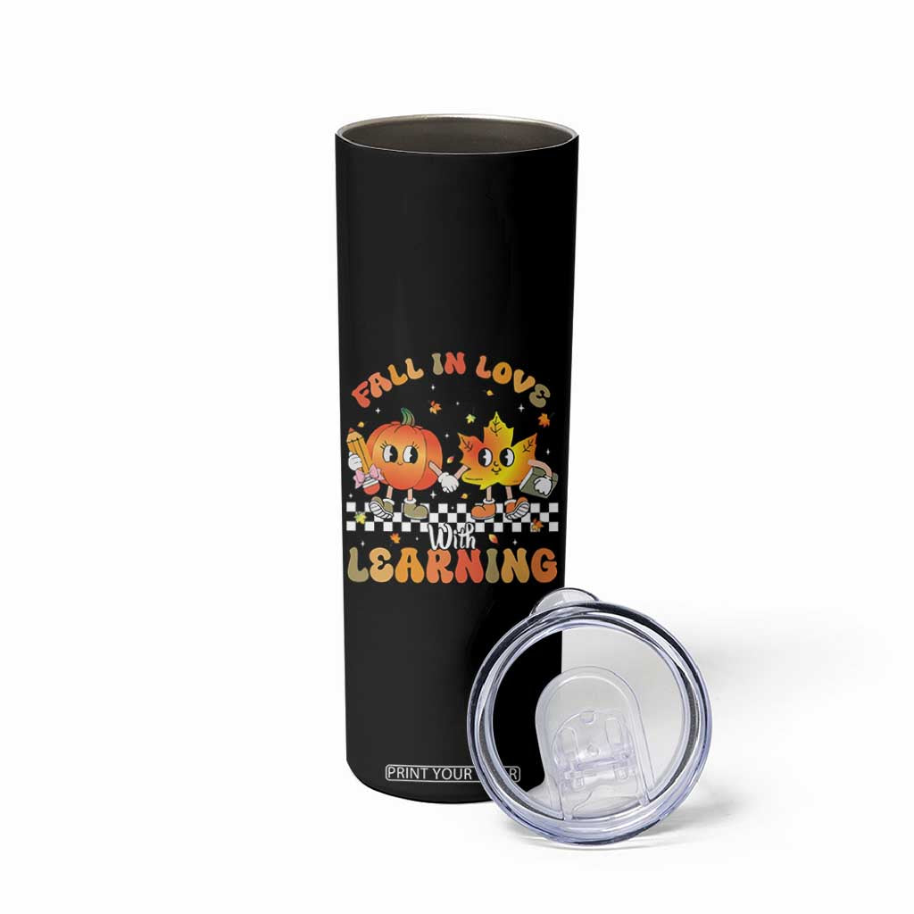 Autumn Teacher Skinny Tumbler Retro Fall In Love With Learning Thanksgiving Pumpkin TS10 Print Your Wear