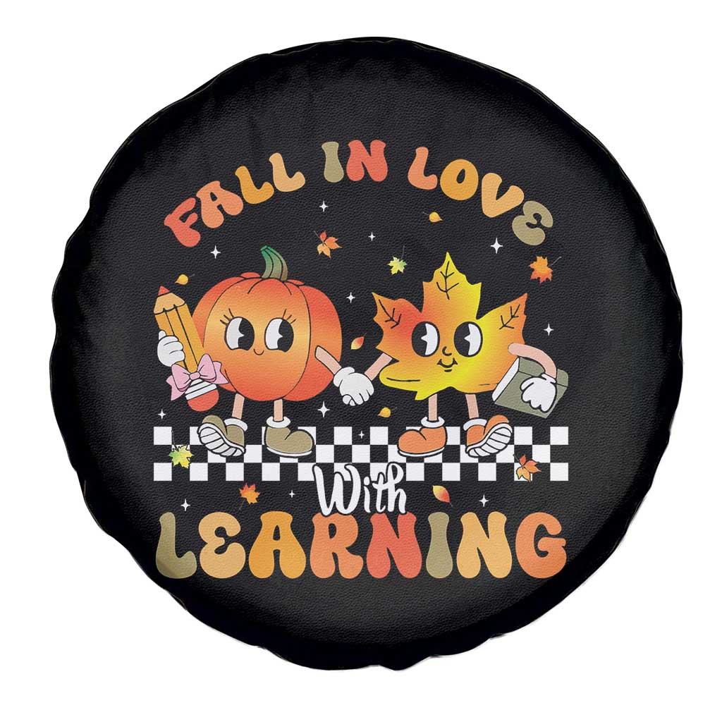 Autumn Teacher Spare Tire Cover Retro Fall In Love With Learning Thanksgiving Pumpkin TS10 Print Your Wear